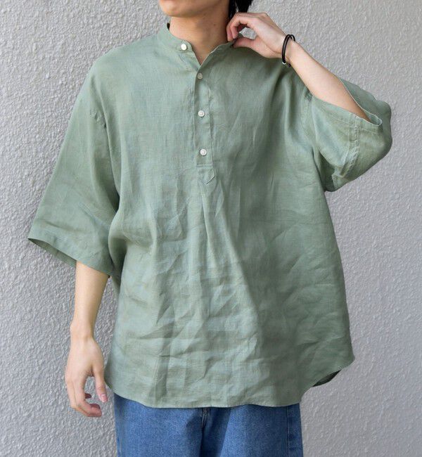 SHIPS any「SHIPS any:〈洗濯機可能〉ピュアリネン バンド スキッパー ハーフスリーブ プルオーバー シャツ 26SS◆」|シャツ・ブラウス|