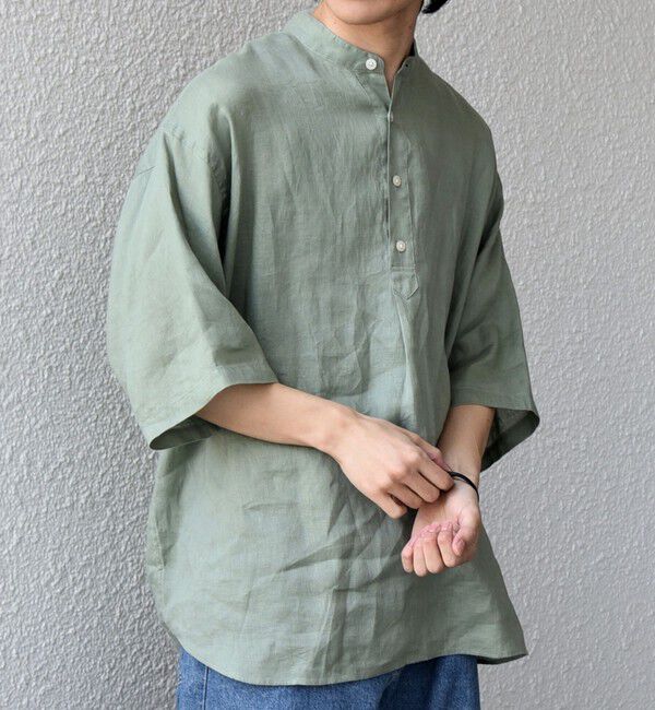 SHIPS any「SHIPS any:〈洗濯機可能〉ピュアリネン バンド スキッパー ハーフスリーブ プルオーバー シャツ 26SS◆」|シャツ・ブラウス|