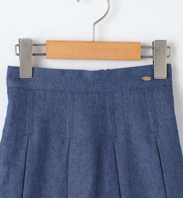 SHIPS KIDS「SHIPS KIDS:100～130cm /ラメ デニム プリーツ キュロット」|キュロット|