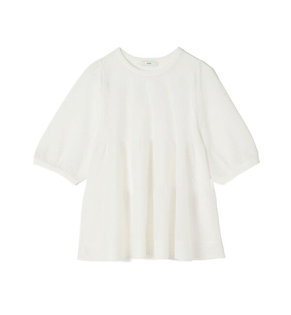 SHIPS for women「《予約》〈手洗い可能〉麻混 シアー ティアード ショート スリーブ プルオーバー」|ニット・セーター|