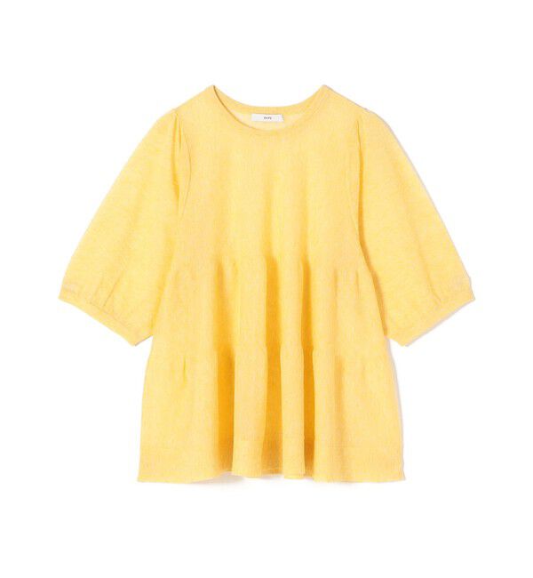 SHIPS for women「《予約》〈手洗い可能〉麻混 シアー ティアード ショート スリーブ プルオーバー」|ニット・セーター|