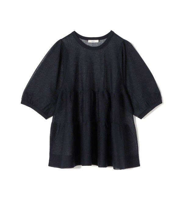 SHIPS for women「《予約》〈手洗い可能〉麻混 シアー ティアード ショート スリーブ プルオーバー」|ニット・セーター|