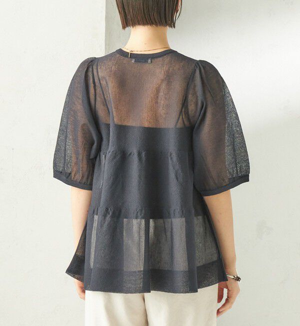 SHIPS for women「《予約》〈手洗い可能〉麻混 シアー ティアード ショート スリーブ プルオーバー」|ニット・セーター|