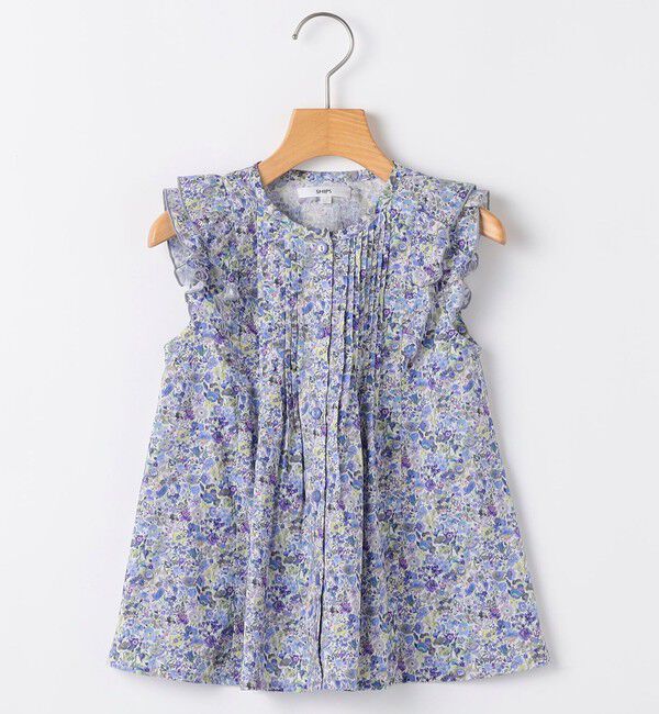 SHIPS KIDS「SHIPS KIDS:140cm / リバティ フリル ブラウス」|シャツ・ブラウス|ブルー系