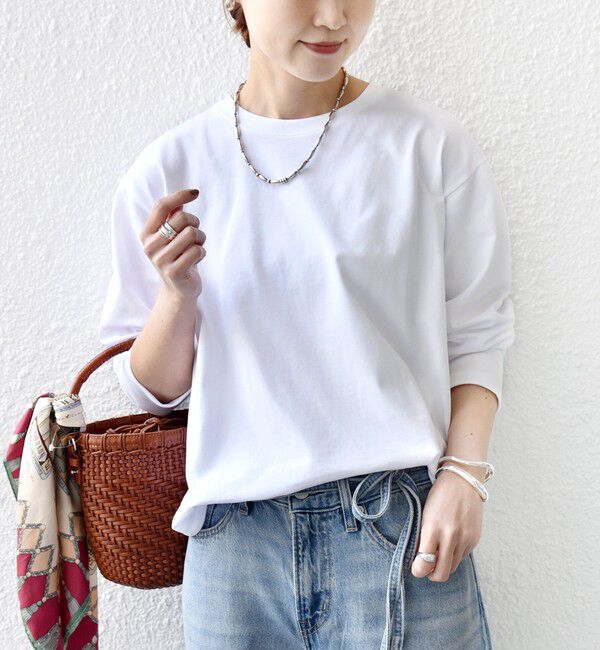 SHIPS for women「〈接触冷感 / UVカット / 手洗い可能〉ロング リブ ラウンド ヘム プルオーバー」|Tシャツ・カットソー|ホワイト