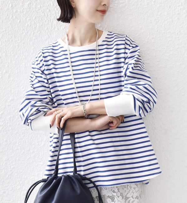 SHIPS for women「〈接触冷感 / UVカット / 手洗い可能〉ロング リブ ラウンド ヘム プルオーバー」|Tシャツ・カットソー|