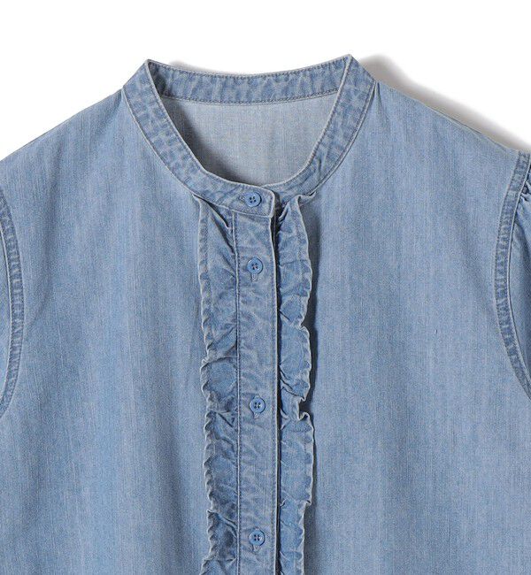 SHIPS for women「《予約》【WEB限定】〈手洗い可能〉ライト オンス フリル デニム 半袖 シャツ」|シャツ・ブラウス|