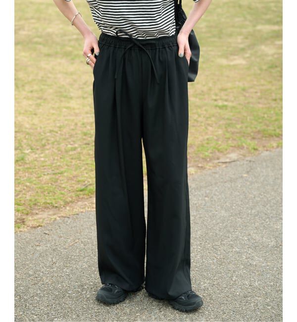 OUTDOOR PRODUCTS Usual Things「≪予約≫リネンライクイージーパンツ」|スラックス|ブラック