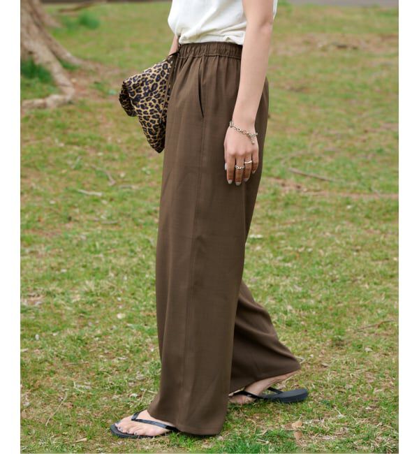 OUTDOOR PRODUCTS Usual Things「≪予約≫リネンライクイージーパンツ」|スラックス|ブラウン