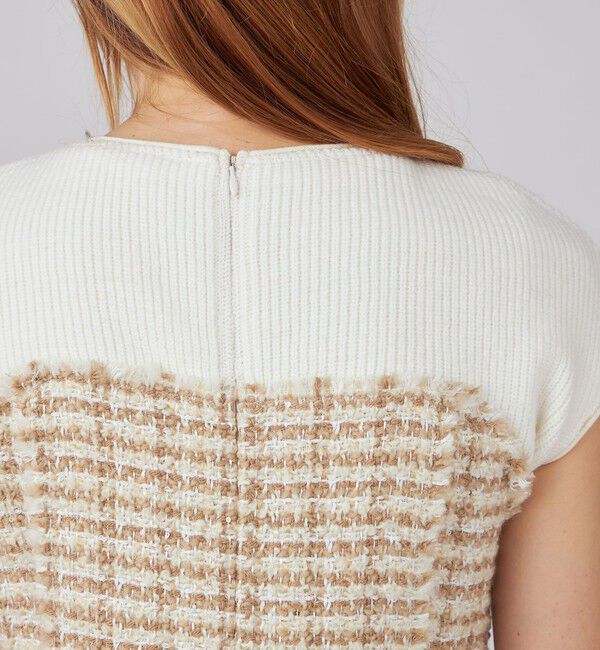 Ballsey「ニットコンビツイード フレンチスリーブワンピース」|ワンピース|