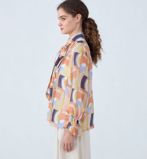 Ballsey「オプティカルプリント ボウタイブラウス」|シャツ・ブラウス|