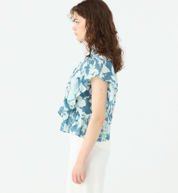 SOULEIADO「コットンリネンプリント バタフライスリーブブラウス」|シャツ・ブラウス|