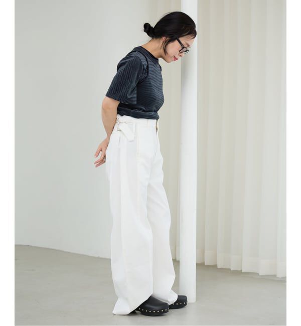 IENA LA BOUCLE「NEPLA. ネプラ サイドWベルトカーブパンツ IS02A-6S」|デニム|