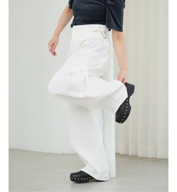 IENA LA BOUCLE「NEPLA. ネプラ サイドWベルトカーブパンツ IS02A-6S」|デニム|