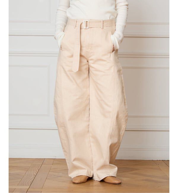 IENA LA BOUCLE「NEPLA. ネプラ カーブベルトパンツ WOCBT-6S」|デニム|ベージュ A
