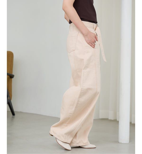 IENA LA BOUCLE「NEPLA. ネプラ カーブベルトパンツ WOCBT-6S」|デニム|