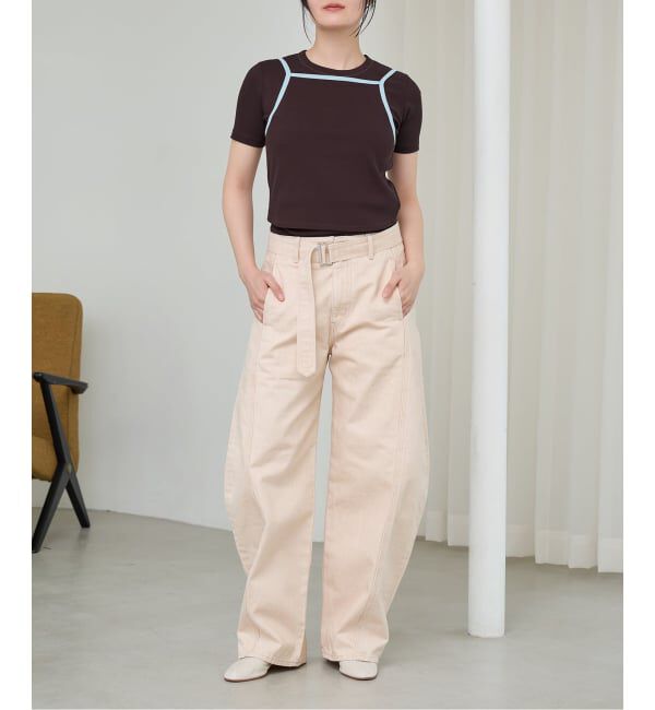 IENA LA BOUCLE「NEPLA. ネプラ カーブベルトパンツ WOCBT-6S」|デニム|