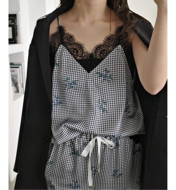 SLOBE IENA「《追加予約》Margaux Dereume &times; SLOBE lingerie キャミブラウス」|キャミソール|ブラック A