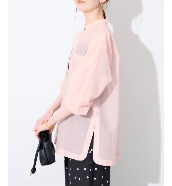 SLOBE IENA「《予約》シアーバンドカラーシャツ」|シャツ・ブラウス|