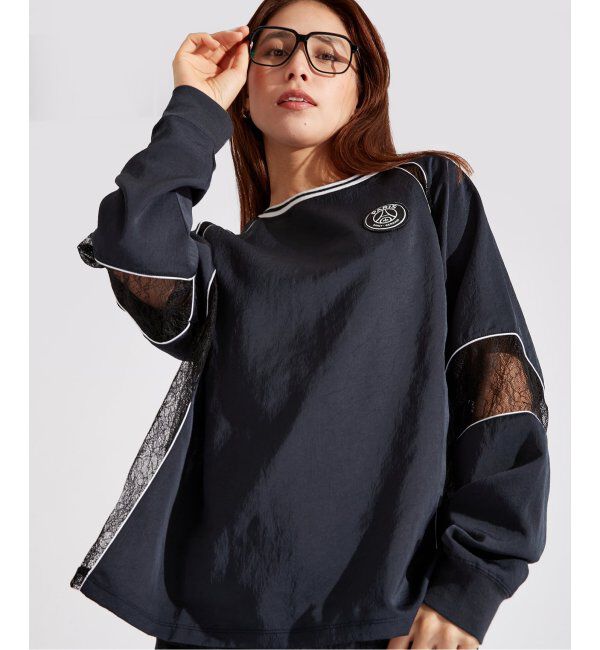Paris Saint-Germain「【Paris Saint-Germain / パリ・サン＝ジェルマン】SATINxLACE GAME TOPS」|Tシャツ・カットソー|ネイビー