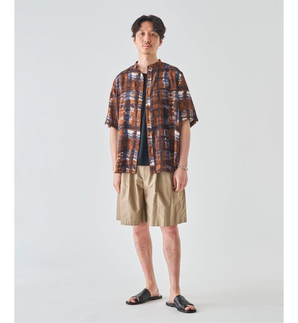 EDIFICE「《予約》パターンクレープ ショートスリーブ バンドカラーシャツ」|シャツ・ブラウス|