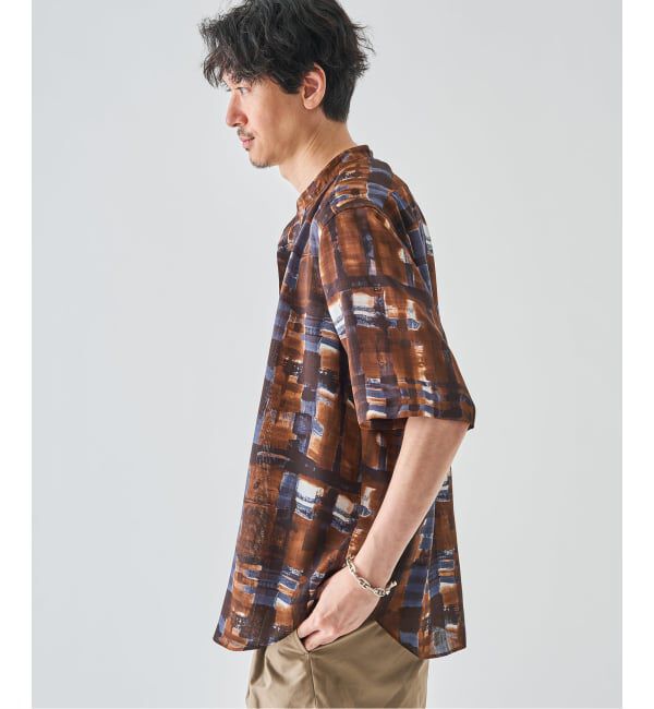EDIFICE「《予約》パターンクレープ ショートスリーブ バンドカラーシャツ」|シャツ・ブラウス|