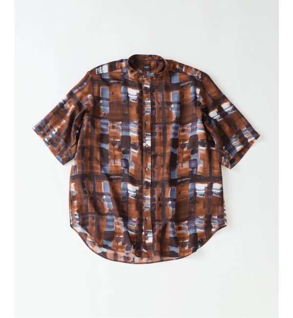 EDIFICE「《予約》パターンクレープ ショートスリーブ バンドカラーシャツ」|シャツ・ブラウス|