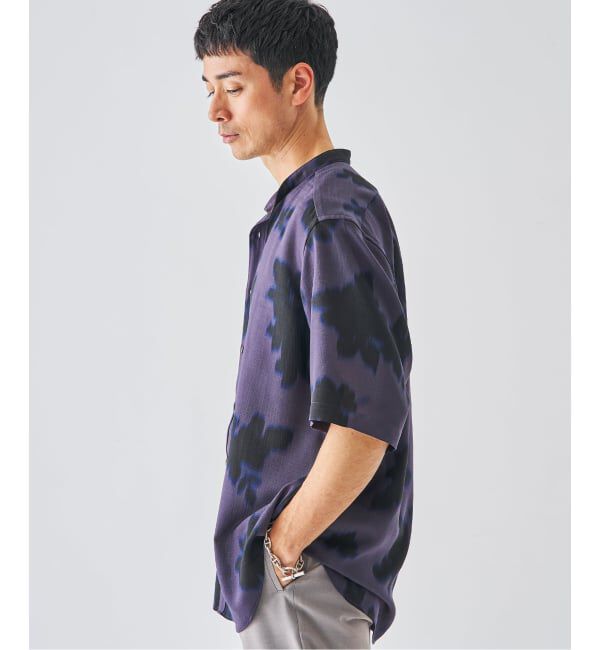 EDIFICE「《予約》パターンクレープ ショートスリーブ バンドカラーシャツ」|シャツ・ブラウス|