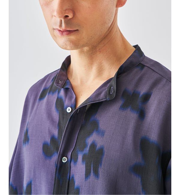 EDIFICE「《予約》パターンクレープ ショートスリーブ バンドカラーシャツ」|シャツ・ブラウス|