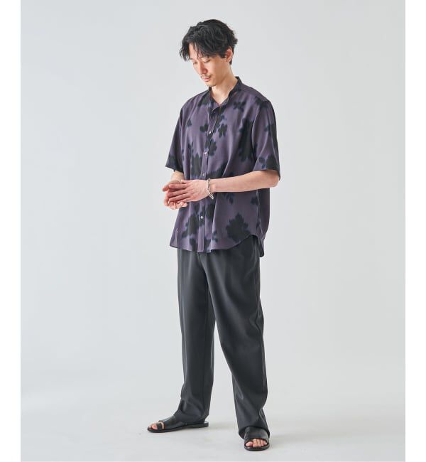 EDIFICE「《予約》パターンクレープ ショートスリーブ バンドカラーシャツ」|シャツ・ブラウス|