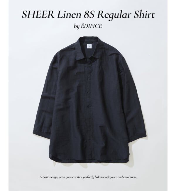 EDIFICE「《予約》シアー リネン 8S レギュラーシャツ」|シャツ・ブラウス|ネイビー