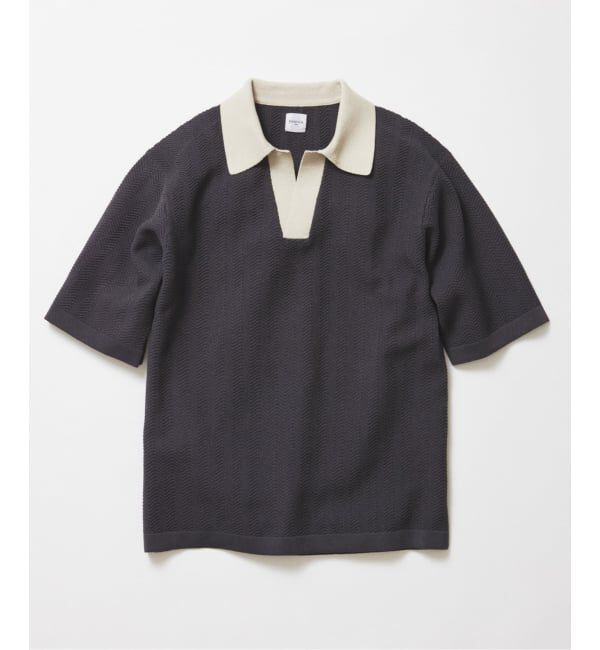 EDIFICE「《予約》スキッパー ポロニット」|ポロシャツ|グレーA