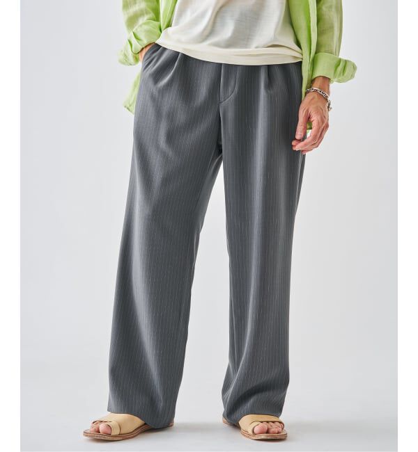 EDIFICE「《予約》ストライプ サイド アジャスト ワイド パンツ」|その他|グレー