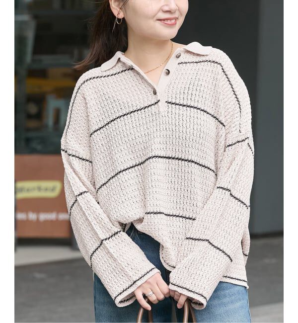 JOURNAL STANDARD「ペーパーヤーンMIXポロカラープルオーバー」|ニット・セーター|