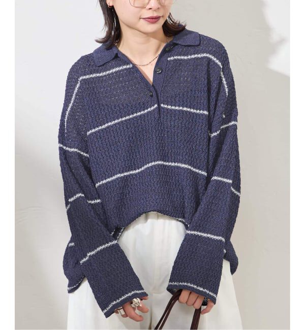 JOURNAL STANDARD「ペーパーヤーンMIXポロカラープルオーバー」|ニット・セーター|