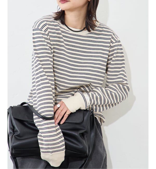 JOURNAL STANDARD「ワッフルボーダープルオーバー」|Tシャツ・カットソー|ホワイト B