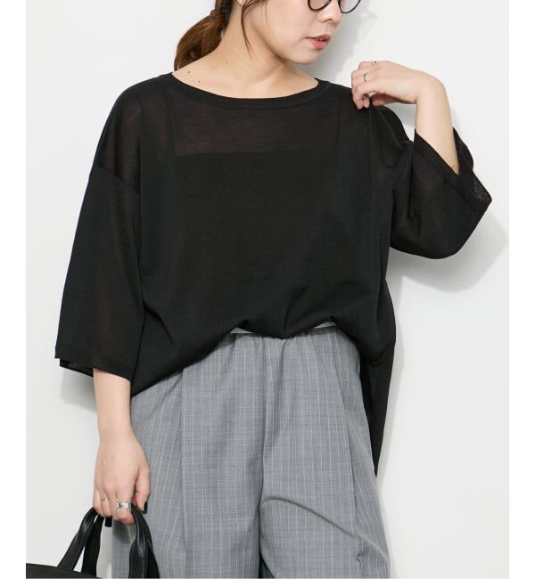 journal standard L'essage「《予約》シャーリーカーンショートスリーブプルオーバー」|ニット・セーター|ブラック