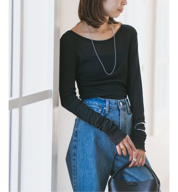 NOBLE「《追加4》シアーテレコロングスリーブプルオーバー」|Tシャツ・カットソー|ブラック