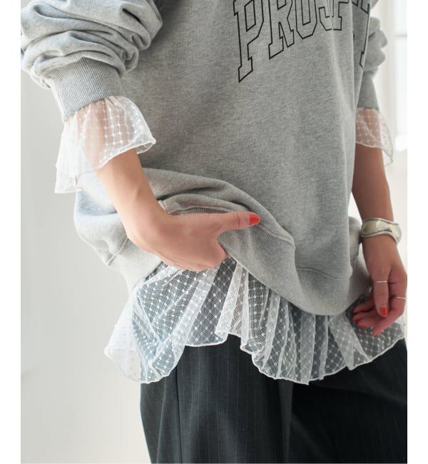 Spick and Span「《追加4》チュールドットチュニックプルオーバー」|Tシャツ・カットソー|