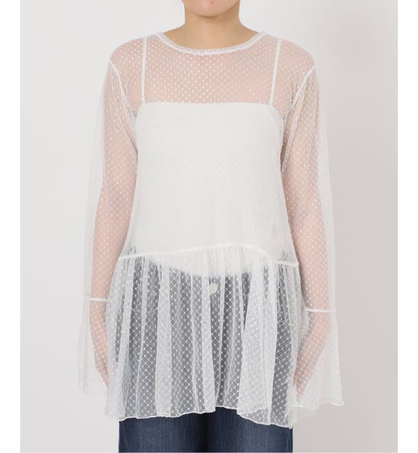 Spick and Span「《追加4》チュールドットチュニックプルオーバー」|Tシャツ・カットソー|