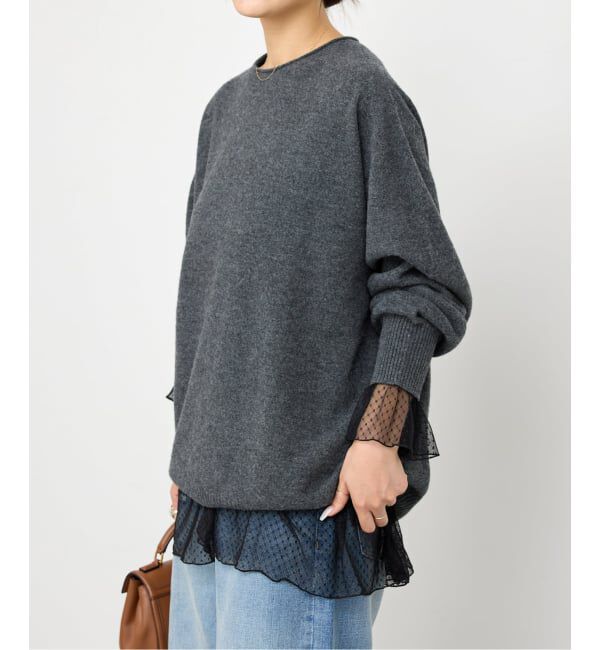 Spick and Span「《追加4》チュールドットチュニックプルオーバー」|Tシャツ・カットソー|