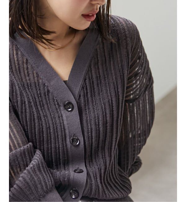 NOBLE「《予約》ドロップリブシアーニットカーディガン」|カーディガン|