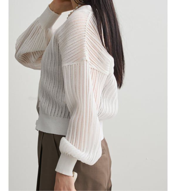 NOBLE「《予約》ドロップリブシアーニットカーディガン」|カーディガン|