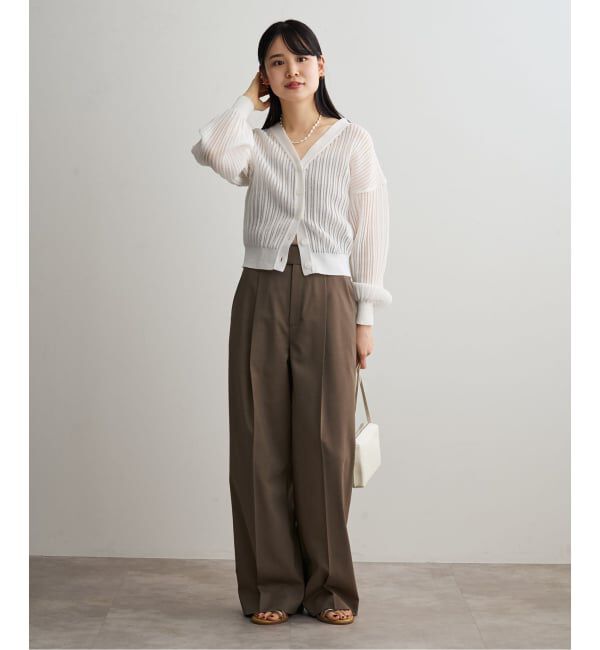 NOBLE「《予約》ドロップリブシアーニットカーディガン」|カーディガン|