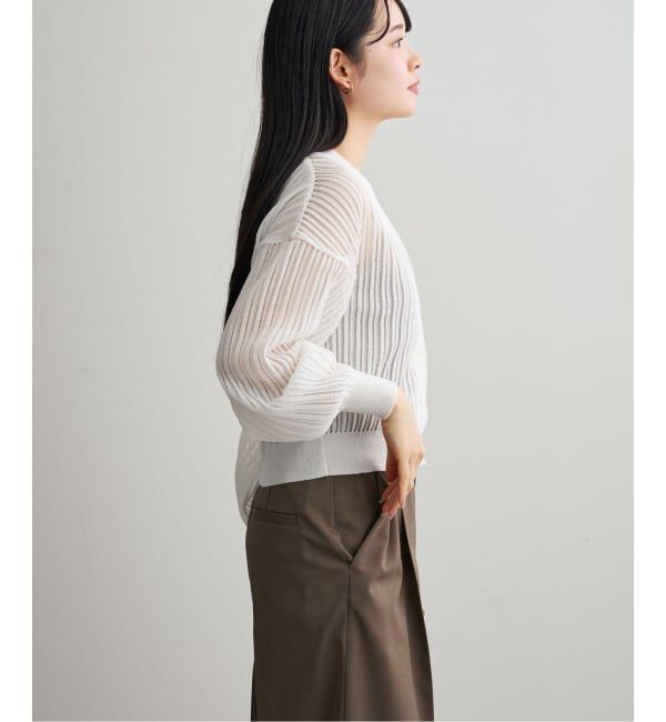 NOBLE「《予約》ドロップリブシアーニットカーディガン」|カーディガン|