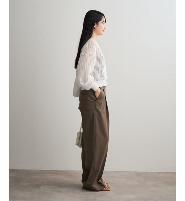 NOBLE「《予約》ドロップリブシアーニットカーディガン」|カーディガン|