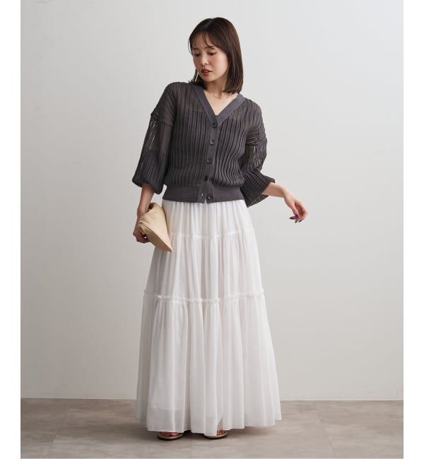 NOBLE「《予約》ドロップリブシアーニットカーディガン」|カーディガン|