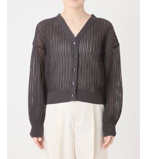 NOBLE「《予約》ドロップリブシアーニットカーディガン」|カーディガン|