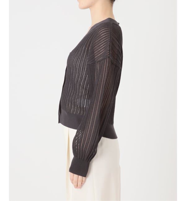 NOBLE「《予約》ドロップリブシアーニットカーディガン」|カーディガン|