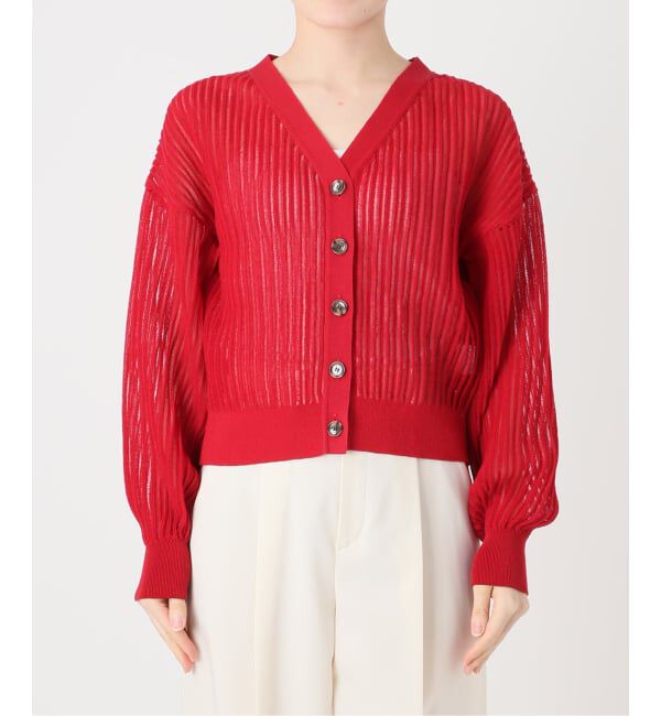 NOBLE「《予約》ドロップリブシアーニットカーディガン」|カーディガン|